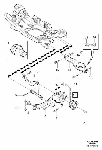 Diagram Rear suspension for your 2021 Volvo V60 Cross Country   