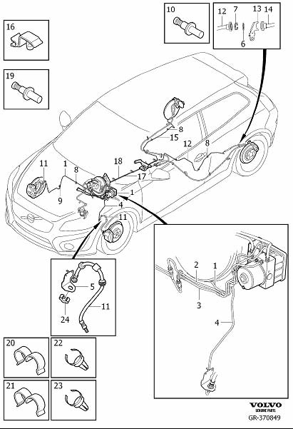 Diagram Brake line with connections for your 2014 Volvo XC60   