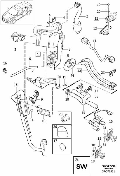 Diagram Auxiliary heater, fuel powered for your 2014 Volvo XC60  3.2l 6 cylinder 