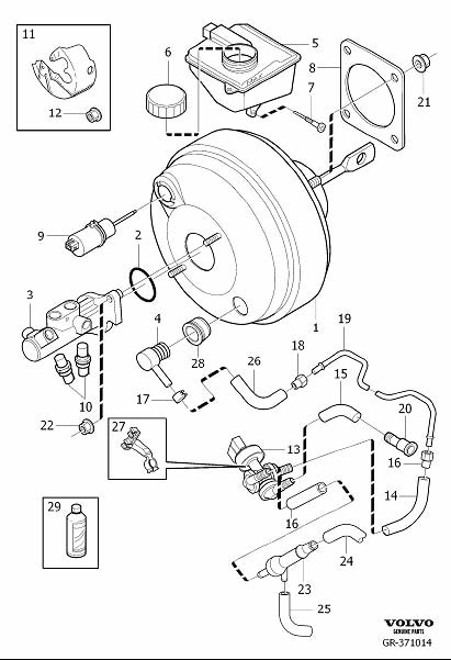 Diagram Master cylinder, power brake booster for your Volvo S60 Cross Country  