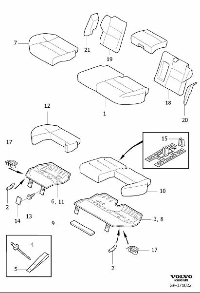 Full size assembly image of Rear seat padding, panels (1/6)