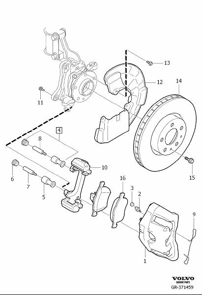 Diagram Front wheel brake for your 2008 Volvo XC90   