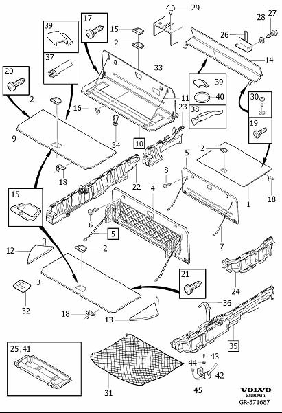 Diagram Interior trim components cargo compartment floor section for your 1998 Volvo V70   
