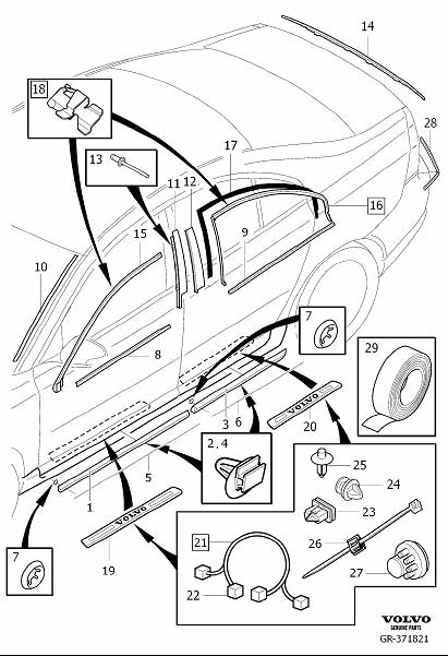 Diagram Trim parts external for your Volvo