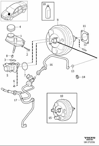 Diagram Master cylinder, power brake booster for your 2011 Volvo S60   