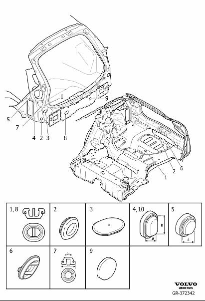 Diagram Seals body, cargo compartment for your 2015 Volvo V60  2.5l 5 cylinder Turbo 
