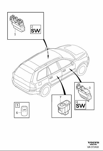 Diagram Switch doors for your 2007 Volvo XC90   