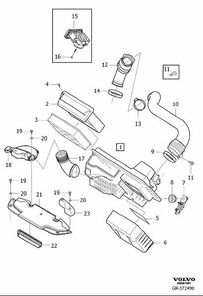 Diagram Air cleaner and throttle housing for your 2021 Volvo XC60   