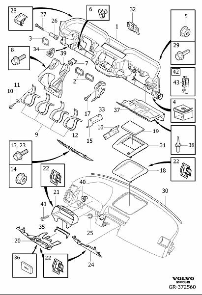 Diagram Dashboard body parts for your 2012 Volvo XC60   