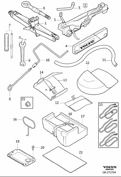 Diagram Tools and jack for your 2006 Volvo XC90   