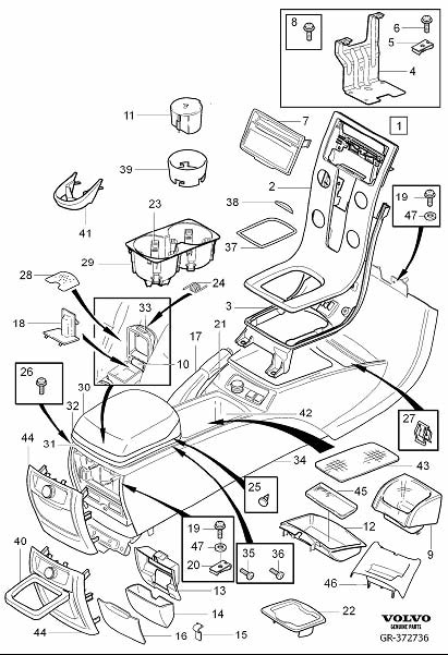 Diagram Transmission tunnel console for your 2002 Volvo S40   
