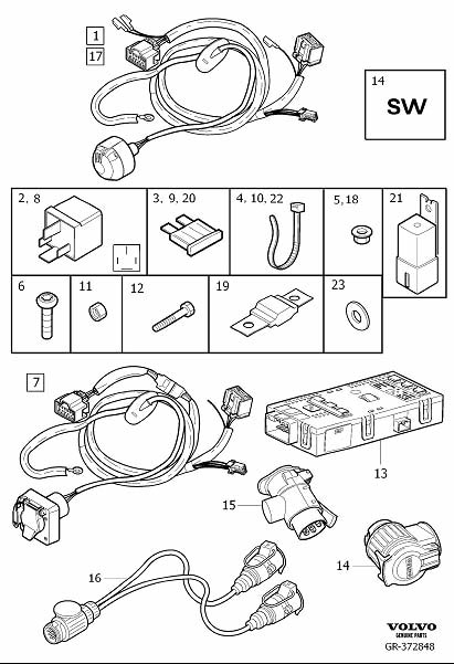 Diagram Cable harness towbar for your 2005 Volvo XC90   