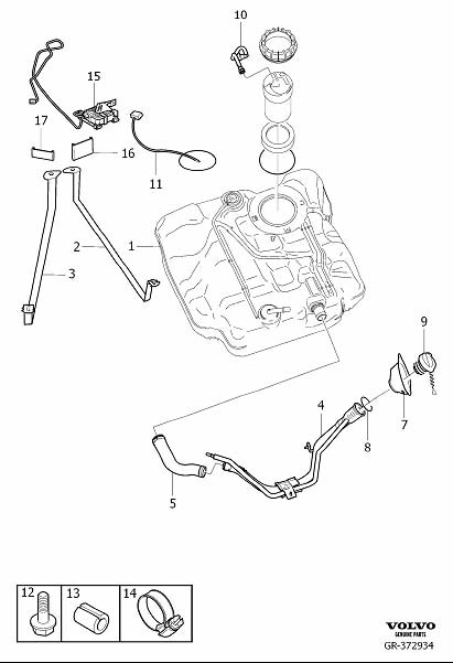 Diagram Fuel tank and connecting parts for your 2007 Volvo S40   