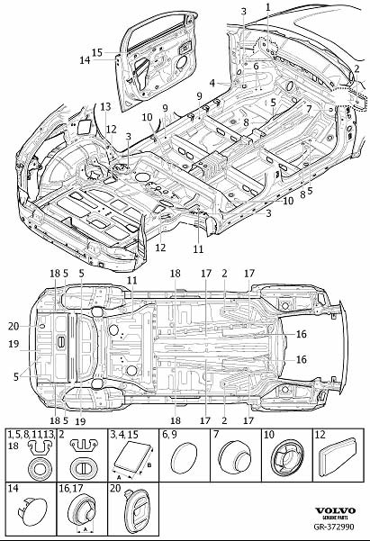 Diagram Seals body, passenger compartment and doors for your 2021 Volvo V60 Cross Country   