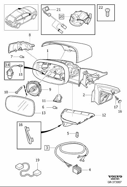 Diagram Rearview mirrors, door mirrors for your 2022 Volvo XC60   