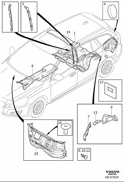 Diagram Insulation, passenger and cargo compartment for your 2018 Volvo V60 Cross Country   