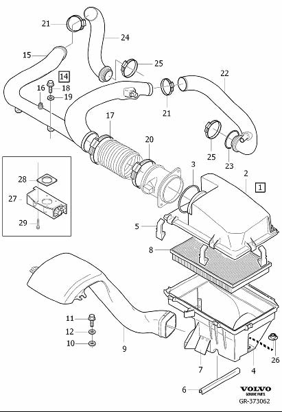 Diagram Air cleaner and throttle housing for your Volvo XC90  
