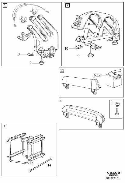 Diagram Accessories for load carrier for your 2012 Volvo XC60   
