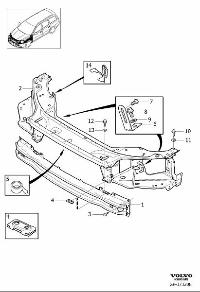 Diagram Front section for your 2001 Volvo V70   