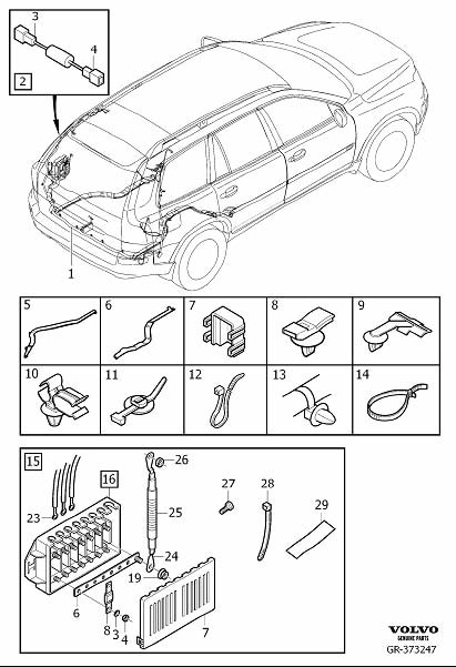 Diagram Wiring harness rear for your 2024 Volvo XC90   