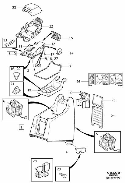 Diagram Tunnel console arm rest cool box for your 2003 Volvo XC90   