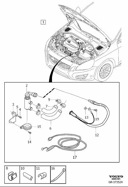 Diagram Auxiliary heater, electric for your 2015 Volvo S60  2.5l 5 cylinder Turbo 