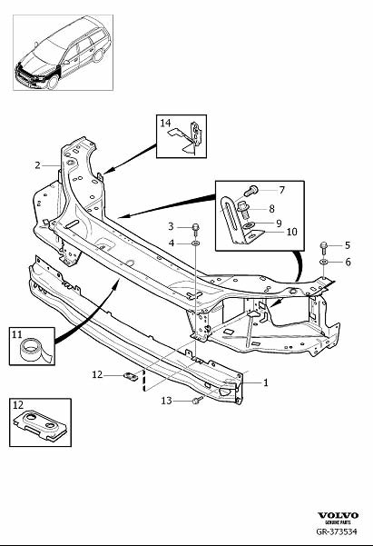 Diagram Front section for your 2009 Volvo V70   
