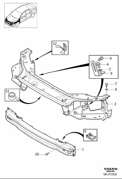 Diagram Front section for your 2001 Volvo V70   