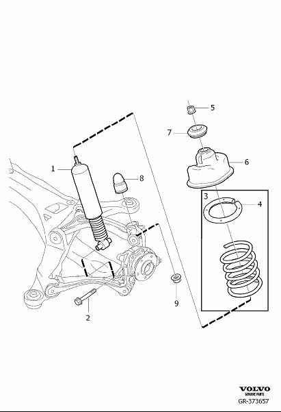 Diagram Spring rear, helical spring and torsion spring for your 2012 Volvo XC90   