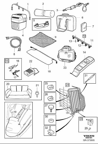 Diagram Accessories, passenger compartment for your 1998 Volvo V70   