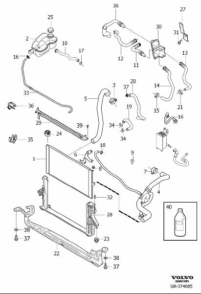 Diagram Radiator and connections for your 2002 Volvo S40   