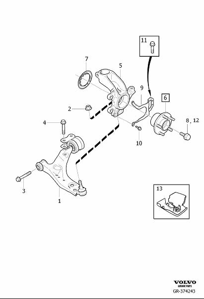 Diagram Front wheel suspension for your 2003 Volvo S40   