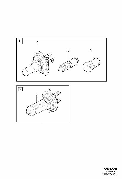 Diagram Bulb kit for your 2016 Volvo V60  3.0l 6 cylinder Turbo 