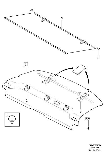 Diagram Parcel shelf, Rear shelf for your Volvo S60 Cross Country  