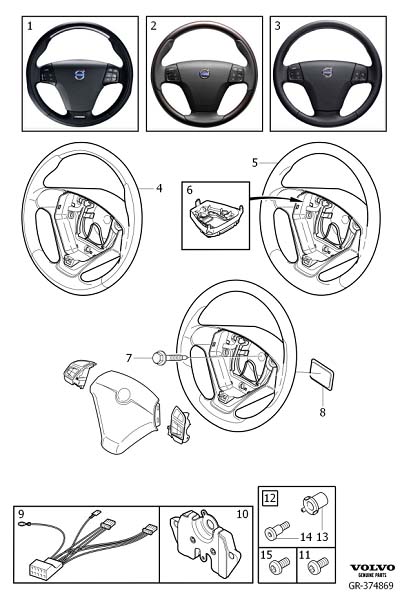 Diagram Steering wheel, 3-spoke for your 2008 Volvo S40   