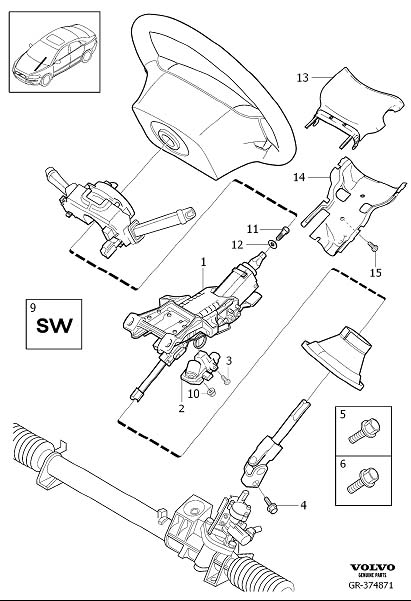 Diagram Steering column for your 2006 Volvo S60   