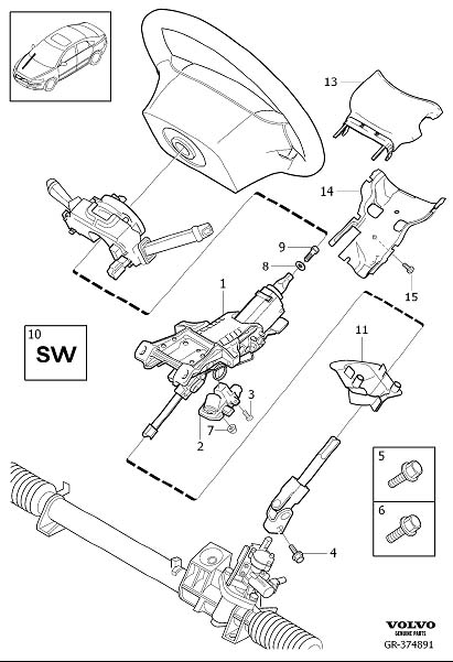 Diagram Steering column for your 2024 Volvo S60   