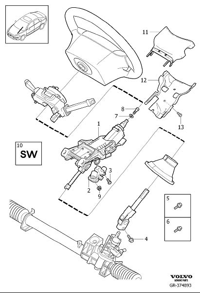 Diagram Steering column for your 2003 Volvo S80   