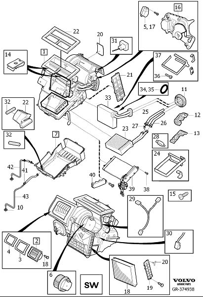 Diagram Climate unit assembly for your Volvo