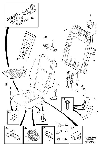 Diagram Rear seat padding, panels for your Volvo XC90  