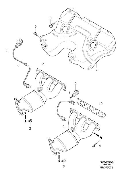 Diagram Exhaust manifold with catalytic converter for your 2020 Volvo XC60   