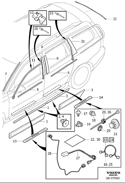 Diagram Trim parts external for your 1998 Volvo V70   