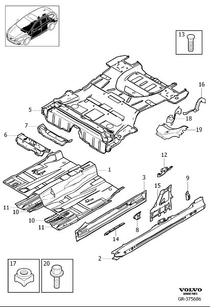 Diagram Floor section for your 2006 Volvo V70   