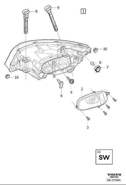 Diagram Headlamps, Headlights for your 2015 Volvo S60  3.0l 6 cylinder Turbo 