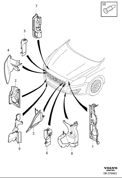 Diagram Air guides for your 2020 Volvo V60 Cross Country   