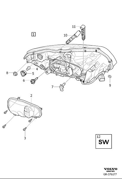 Diagram Headlamps, headlights for your 2001 Volvo S60   