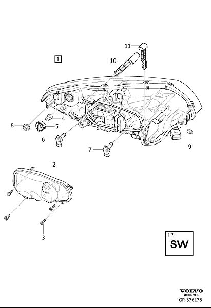 Diagram Headlamps, headlights for your Volvo S60 Cross Country  