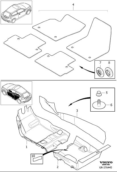 Diagram Carpets for your Volvo S60 Cross Country  