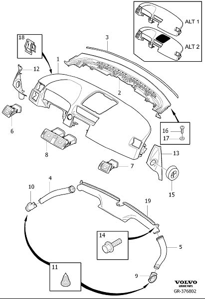 Volvo Xc90 Sealing Moulding. Additional Components. Dashboard Air Ducts 