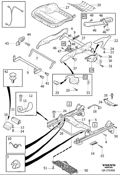 Diagram Supporting frame for seat, manually adjustable for your Volvo